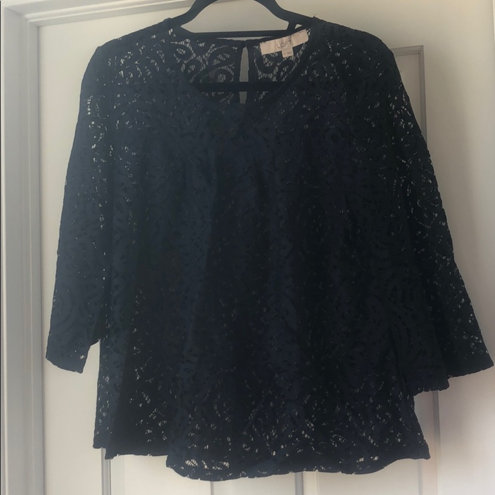 Navy Lace LOFT Top